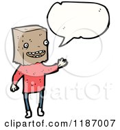 Cartoon Of A Man Wearing A Paper Sack Over His Head Speaking Royalty Free Vector Illustration by lineartestpilot