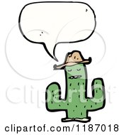 Cartoon Of A Saguaro Cactus Wearing A Hat And Speaking Royalty Free Vector Illustration by lineartestpilot