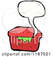 Cartoon Of A Red Box With Slime Speaking Royalty Free Vector Illustration