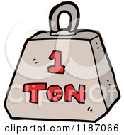Cartoon Of A Weight With The Word 1 Ton Royalty Free Vector Illustration