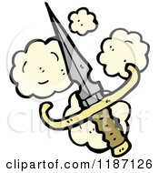 Cartoon Of A Dagger With Dust Puffs Royalty Free Vector Illustration