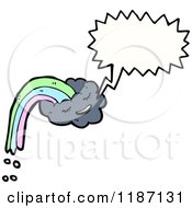 Cartoon Of A Storm Cloud With A Rainbow Speaking Royalty Free Vector Illustration by lineartestpilot