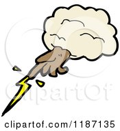 Cartoon Of A Hand In A Cloud Throwing A Lightning Bolt Royalty Free Vector Illustration