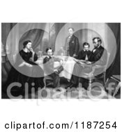 Willie Robert Tad Mr And Mrs Abraham Lincoln Sitting Around A Table In 1861
