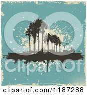 Poster, Art Print Of Silhouetted Palm Trees Over Blue And Beige Grunge
