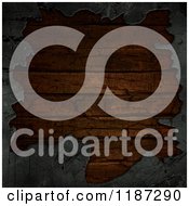 Poster, Art Print Of 3d Border Of Concrete Around Grungy Wood