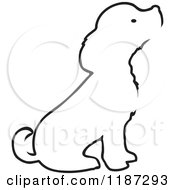 Cartoon Of A Sketched Black And White Outline Of A Sitting Puppy Royalty Free Vector Clipart