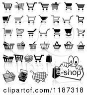 Poster, Art Print Of Different Styled Black And White Shopping Cart Website Icons