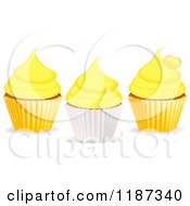 Clipart Of Cupcakes With Yellow Frosting Royalty Free Vector Illustration