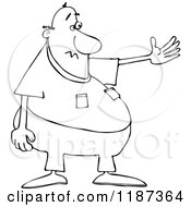 Poster, Art Print Of Outlined Chubby Man Presenting