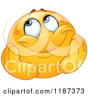 Poster, Art Print Of Yellow Emoticon Smiley With A Dreamy Expression