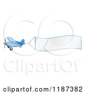Cartoon Of A Blue Airplane With A Trailing Blank Banner Royalty Free Vector Clipart