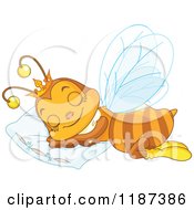 Cute Queen Bee Sleeping On A Pillow