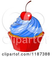 Poster, Art Print Of Patriotic Fourth Of July Cupcake With A Cherry On Top