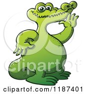 Poster, Art Print Of Chubby Green Crocodile Waving