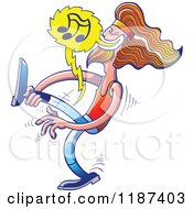 Cartoon Of A Guy Playing His Leg Like A Guitar Royalty Free Vector Clipart