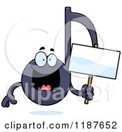 Cartoon Of A Music Note Mascot Holding A Sign Royalty Free Vector Clipart