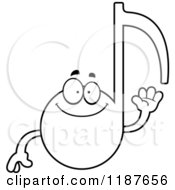 Cartoon Of A Black And White Waving Music Note Mascot Royalty Free Vector Clipart