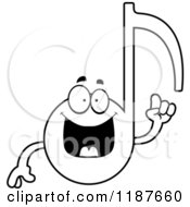 Cartoon Of A Black And White Music Note Mascot With An Idea Royalty Free Vector Clipart