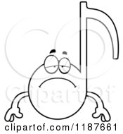 Cartoon Of A Black And White Depressed Music Note Mascot Royalty Free Vector Clipart
