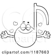 Cartoon Of A Black And White Loving Music Note Mascot Royalty Free Vector Clipart