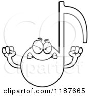 Cartoon Of A Black And White Mad Music Note Mascot Royalty Free Vector Clipart