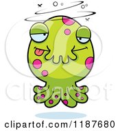 Cartoon Of A Drunk Tentacled Monster Royalty Free Vector Clipart
