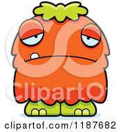 Cartoon Of A Depressed Furry Monster Royalty Free Vector Clipart