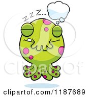 Cartoon Of A Dreaming Tentacled Monster Royalty Free Vector Clipart