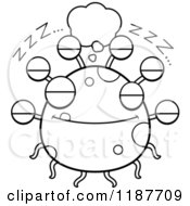 Cartoon Of A Black And White Dreaming Eyeball Monster Royalty Free Vector Clipart