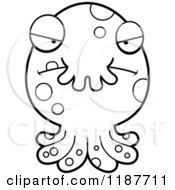 Cartoon Of A Black And White Mad Tentacled Monster Royalty Free Vector Clipart