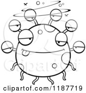 Cartoon Of A Black And White Drunk Eyeball Monster Royalty Free Vector Clipart