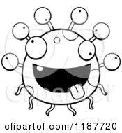 Cartoon Of A Black And White Crazy Eyeball Monster Royalty Free Vector Clipart