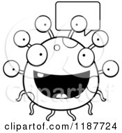 Cartoon Of A Black And White Talking Eyeball Monster Royalty Free Vector Clipart