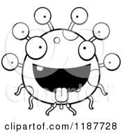 Cartoon Of A Black And White Hungry Eyeball Monster Royalty Free Vector Clipart