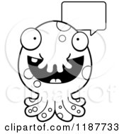 Cartoon Of A Black And White Talking Tentacled Monster Royalty Free Vector Clipart by Cory Thoman