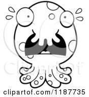 Cartoon Of A Black And White Scared Tentacled Monster Royalty Free Vector Clipart