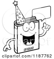 Cartoon Of A Black And White Talking Magic Spell Book Mascot Royalty Free Vector Clipart