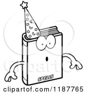 Black And White Surprised Magic Spell Book Mascot