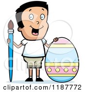 Poster, Art Print Of Happy Boy With A Brush And Easter Egg