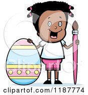 Poster, Art Print Of Happy Black Girl With A Brush And Easter Egg