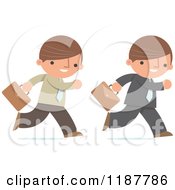 Poster, Art Print Of Businessman Shown In Two Different Outfits Running With With Briefcases