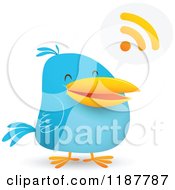 Poster, Art Print Of Blue Social Media Bird With An Rss Speech Balloon