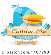 Poster, Art Print Of Blue Social Media Bird Holding A Follow Me Sign