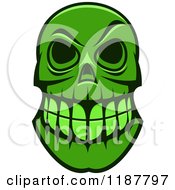 Clipart Of A Green Grinning Monster Skull Royalty Free Vector Illustration