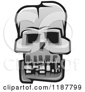 Clipart Of A Grayscale Monster Skull Royalty Free Vector Illustration