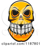 Orange Grinning Monster Skull