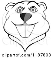 Poster, Art Print Of Happy Black And White Beaver Mascot Face