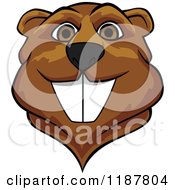 Poster, Art Print Of Happy Brown Beaver Mascot Face
