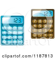 Poster, Art Print Of Brown And Blue Calculators With 123 On The Displays